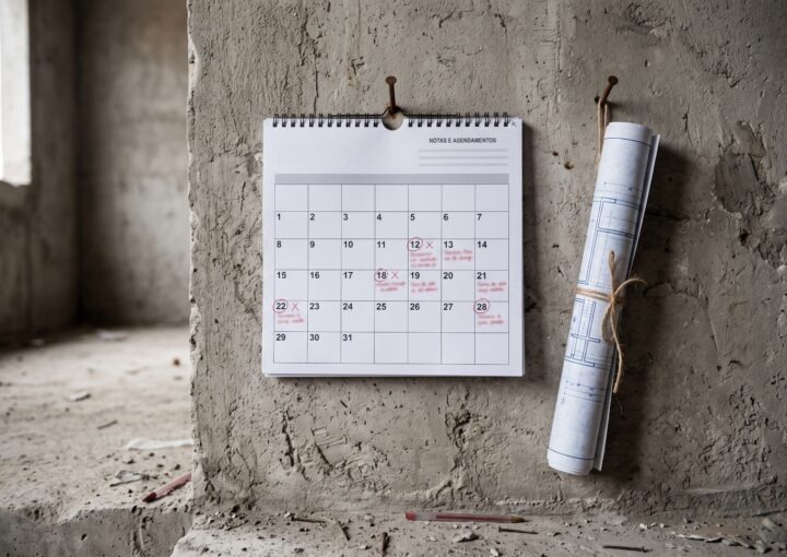 obra atrasada calendario e planta