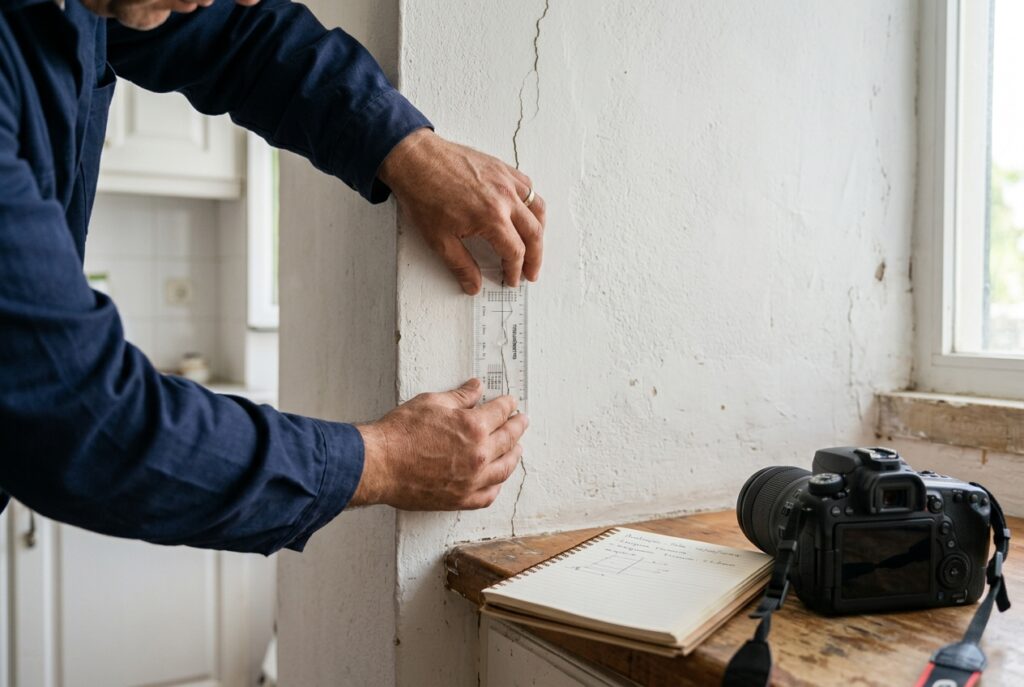 peritagem obra tecnico a medir fissura