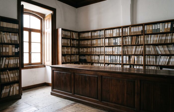 Balcão de atendimento de um cartório notarial português