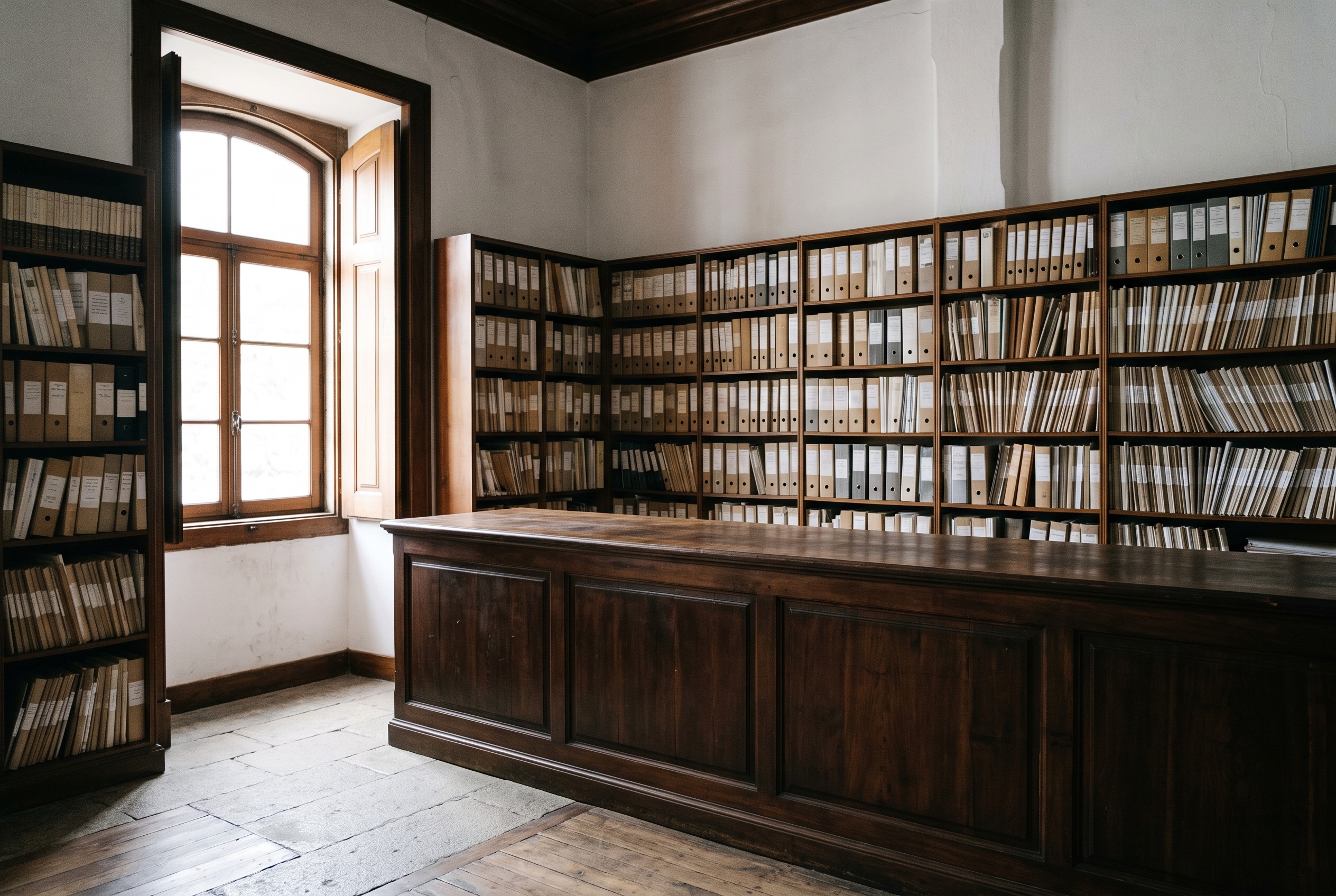 Balcão de atendimento de um cartório notarial português