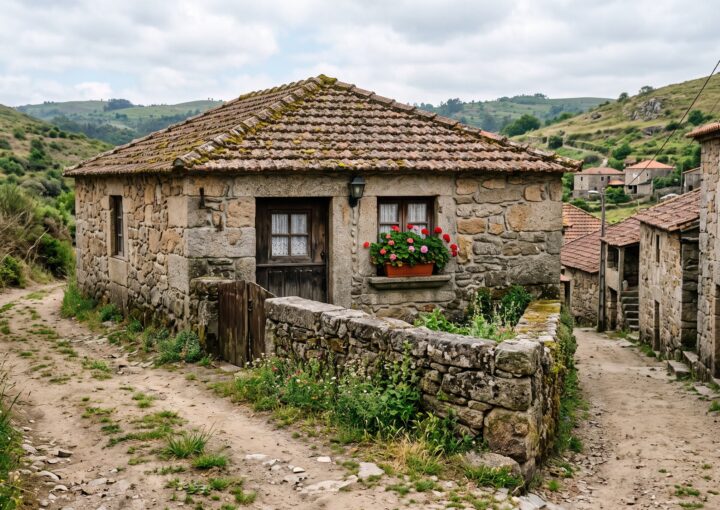 Casa de pedra antiga numa aldeia do interior de Portugal, do tipo que costuma estar sem registo predial em nome de ninguém