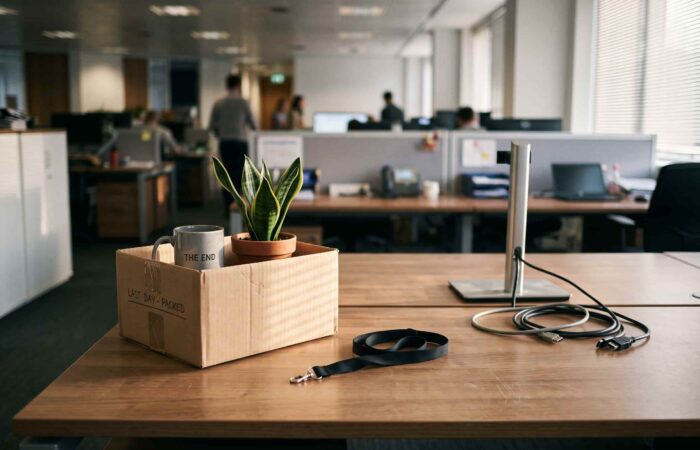 Secretária esvaziada no último dia de trabalho na empresa