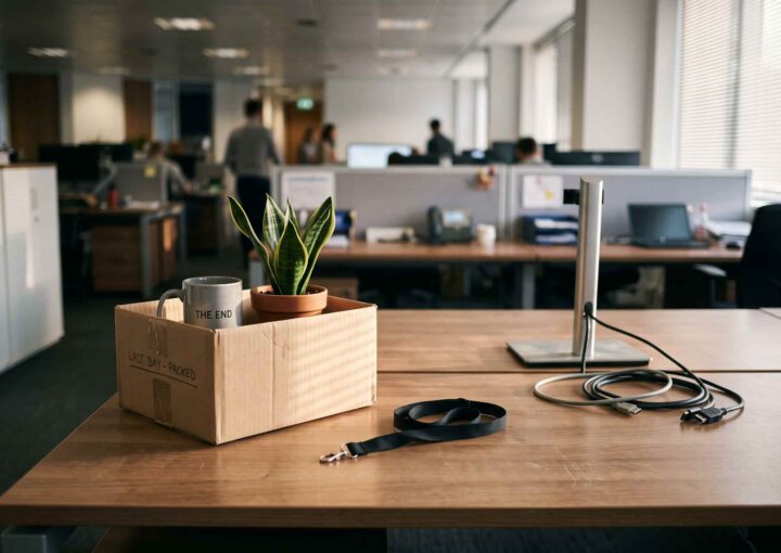 Secretária esvaziada no último dia de trabalho na empresa